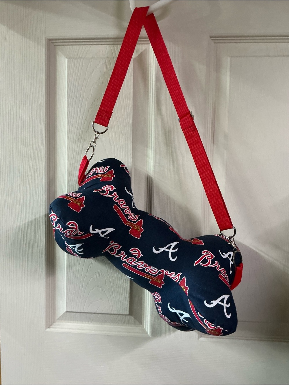 Atlanta Braves Bone-Shaped Neck Pillow with removable Strap